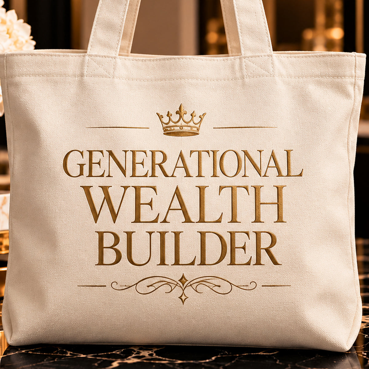 GENERATIONAL WEALTH BUILDER tote — premium luxury detail