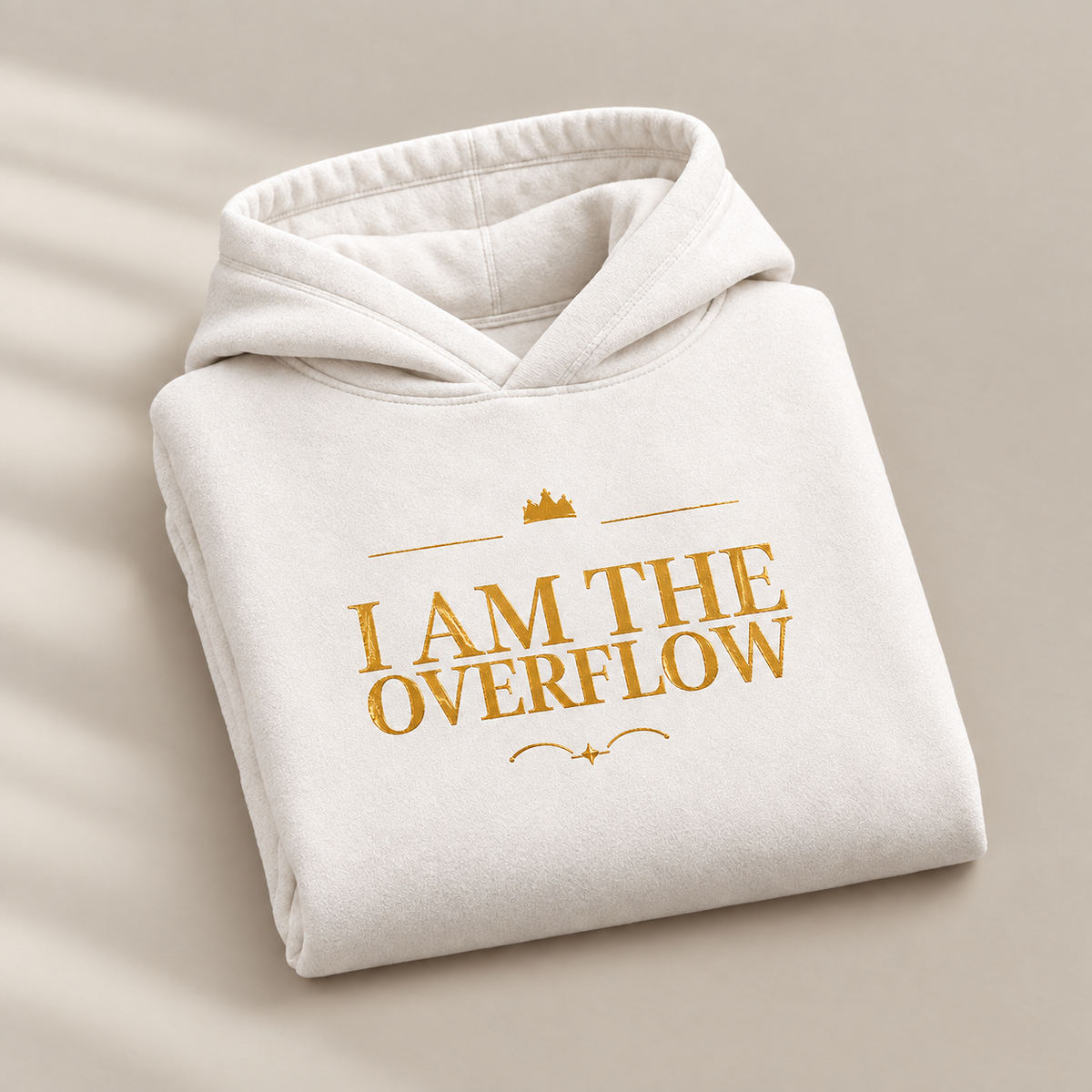 I Am the Overflow affirmation hoodie – folded view