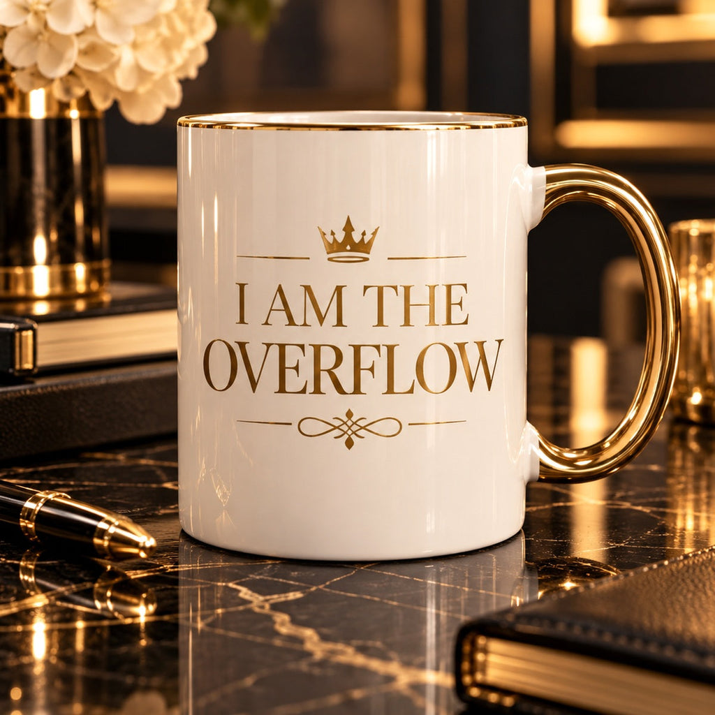 I Am the Overflow mug — premium luxury alternate view