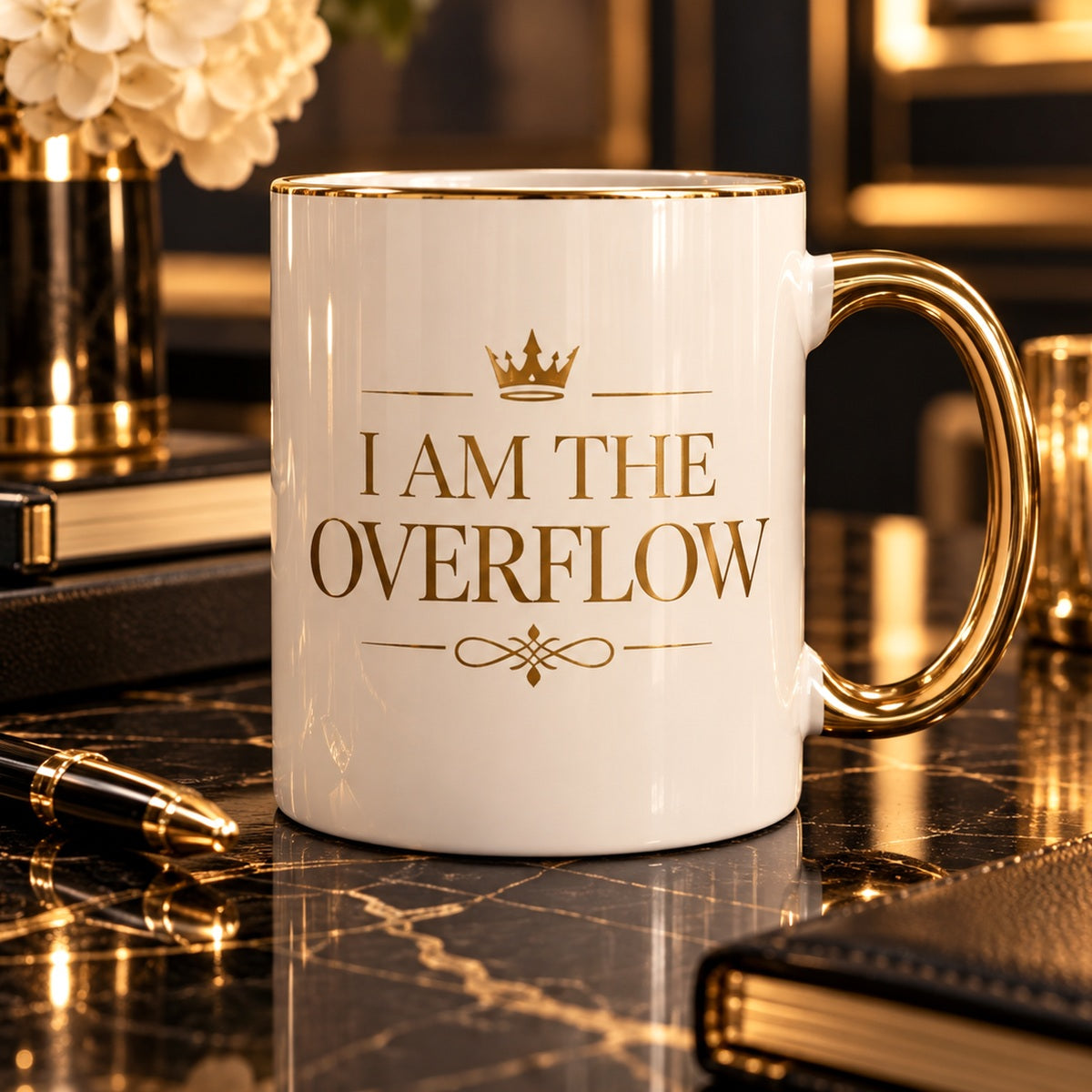 I Am the Overflow mug — premium luxury alternate view