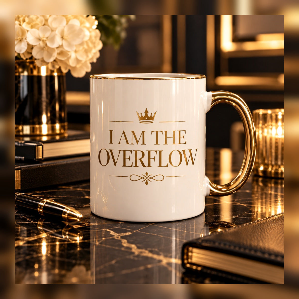 I Am the Overflow mug — premium luxury lifestyle