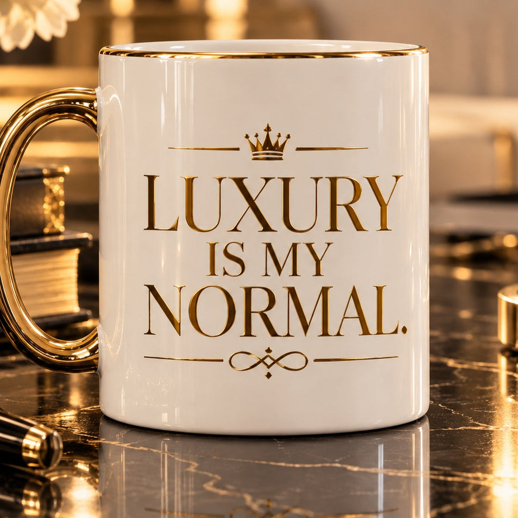 Luxury Is My Normal mug — premium luxury design detail