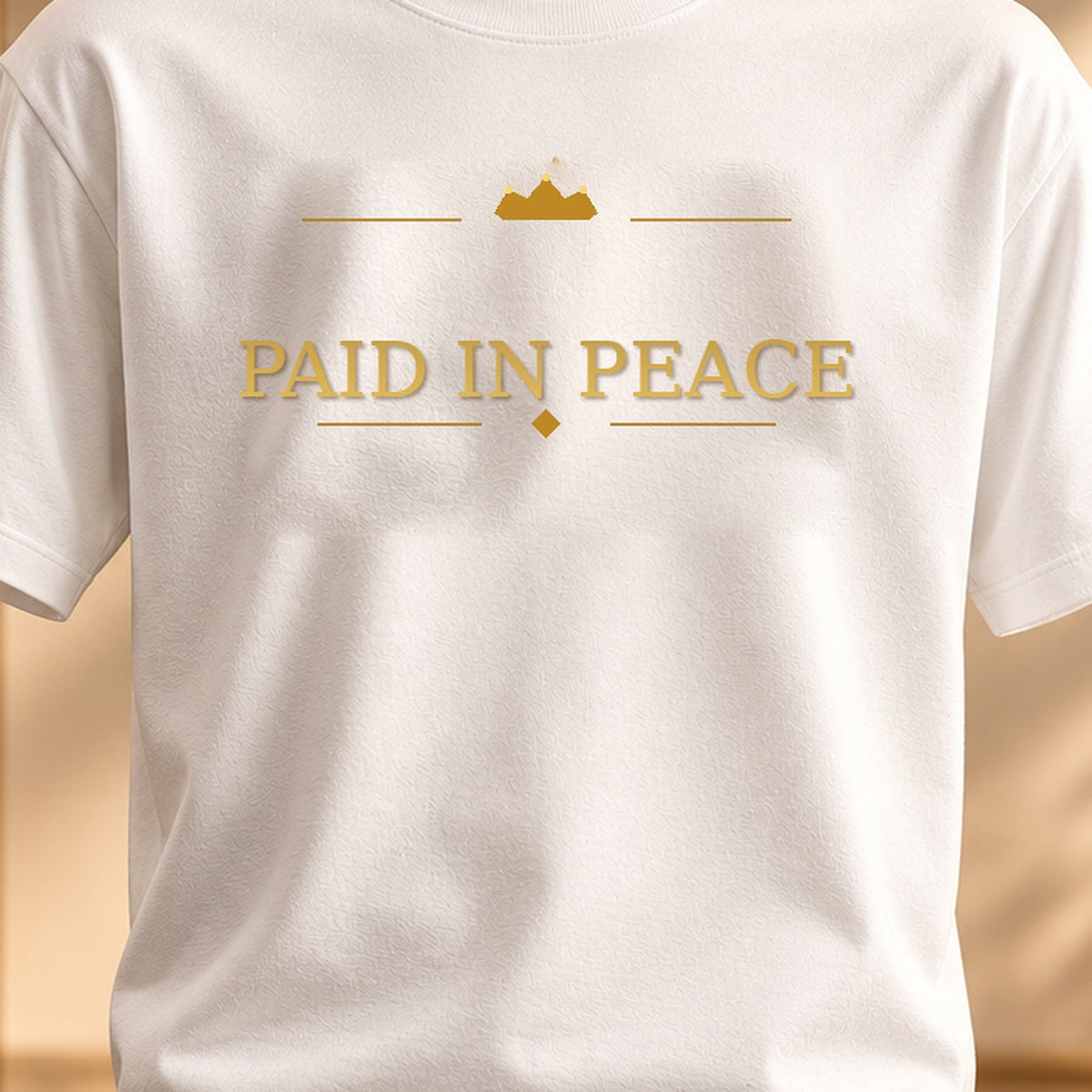 PAID IN PEACE tee — premium luxury design detail