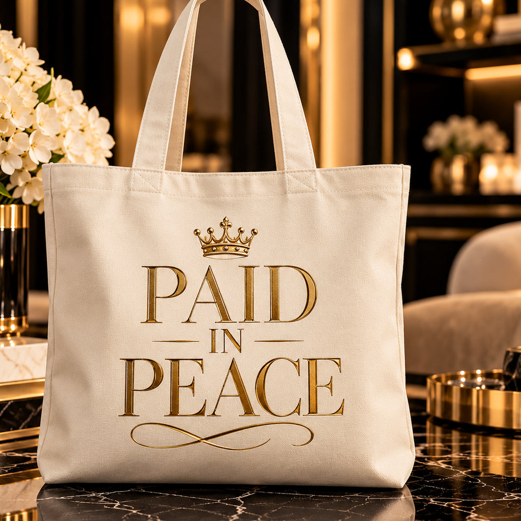 PAID IN PEACE tote — premium luxury alt