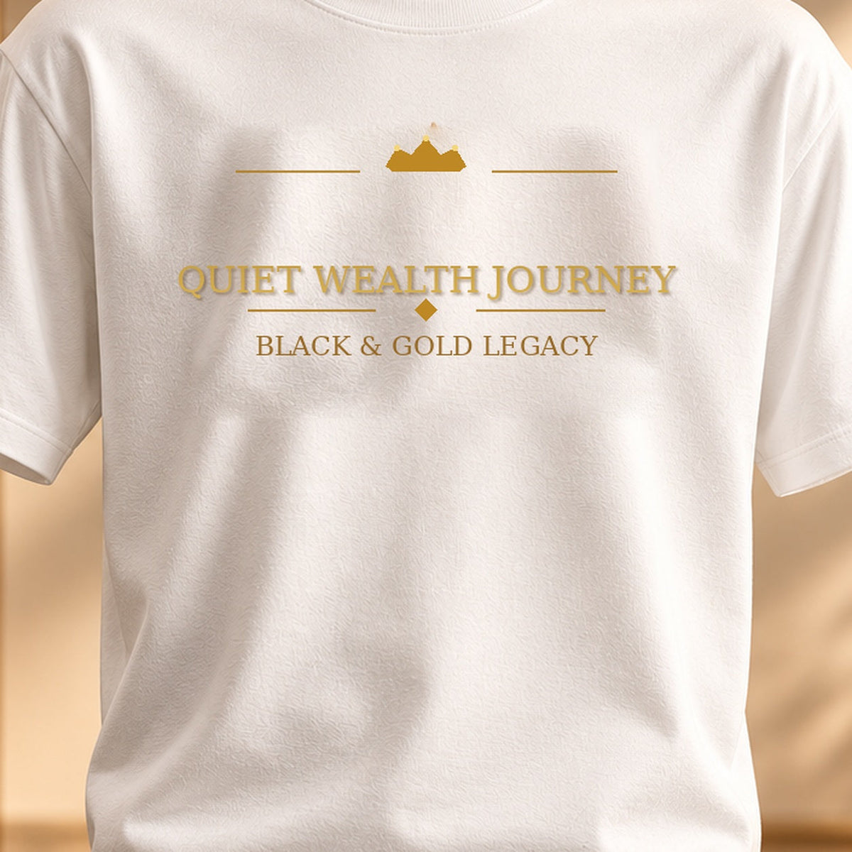 QUIET WEALTH JOURNEY BLACK & GOLD LEGACY tee — premium luxury design detail