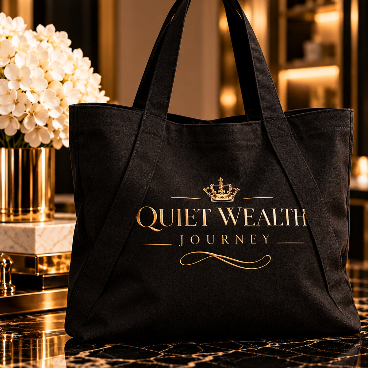 QUIET WEALTH JOURNEY tote — premium luxury alt