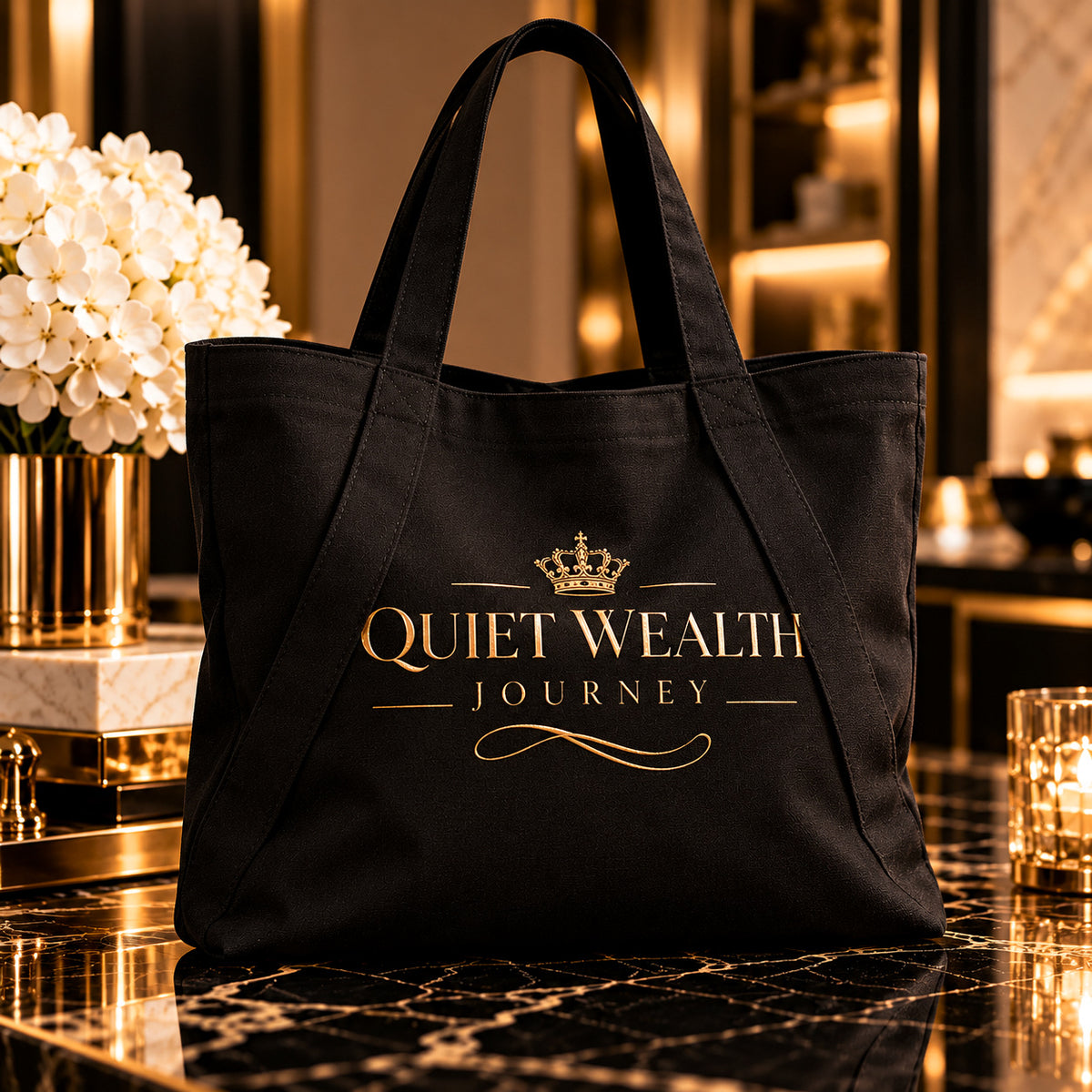 QUIET WEALTH JOURNEY tote — premium luxury hero