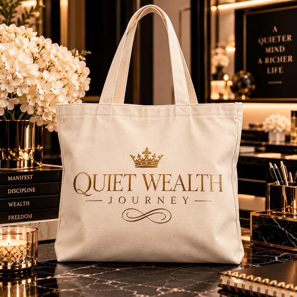 QUIET WEALTH JOURNEY tote — premium luxury hero