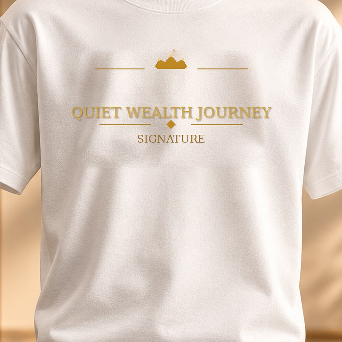 QUIET WEALTH JOURNEY SIGNATURE tee — premium luxury design detail