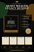 Quiet Wealth Legacy Bundle premium black and gold digital product cover