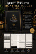 Quiet Wealth Monthly Budget Planner premium digital download mockup