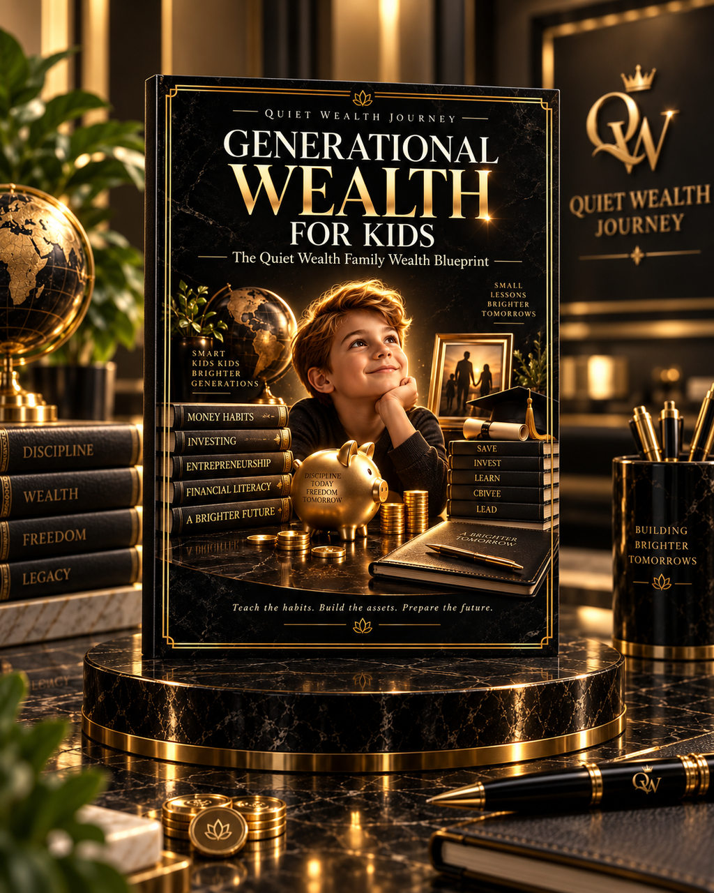 Quiet Wealth Journey Generational Wealth for Kids premium luxury ebook cover mockup