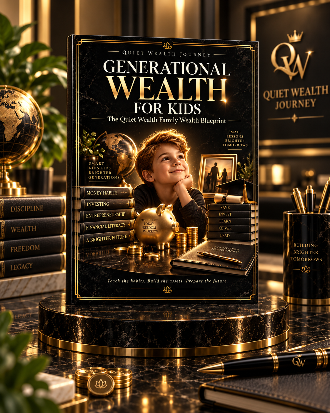 Quiet Wealth Journey Generational Wealth for Kids premium luxury ebook cover mockup