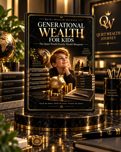 Quiet Wealth Journey Generational Wealth for Kids premium luxury ebook cover mockup