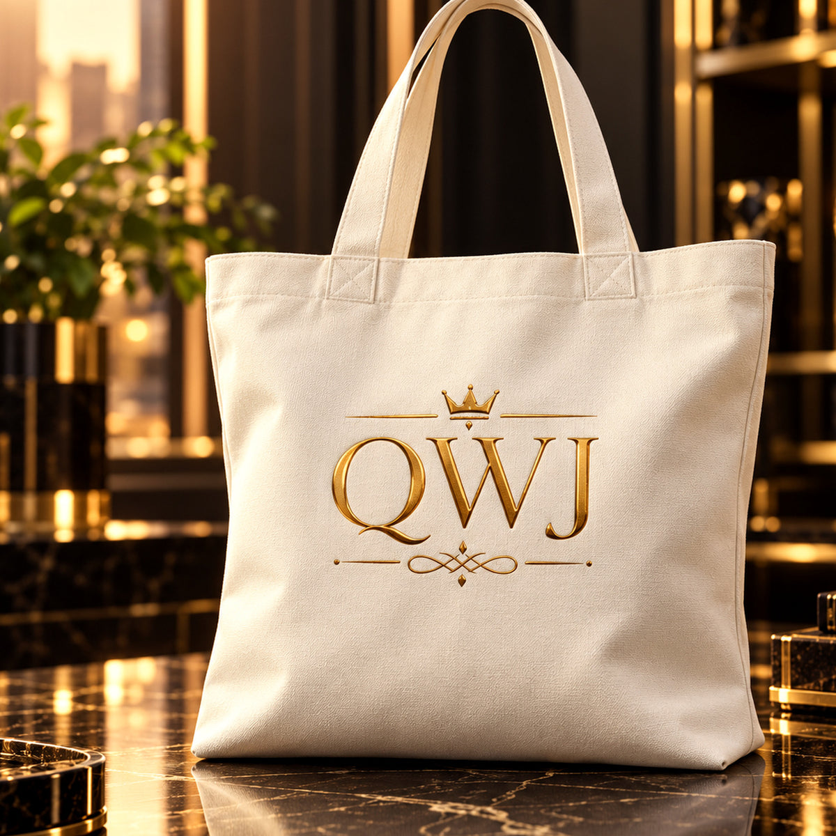 QWJ GOLD MONOGRAM tote — premium luxury alt