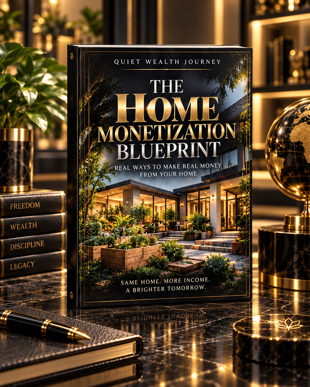 Quiet Wealth Journey Home Monetization Blueprint premium luxury ebook hero mockup