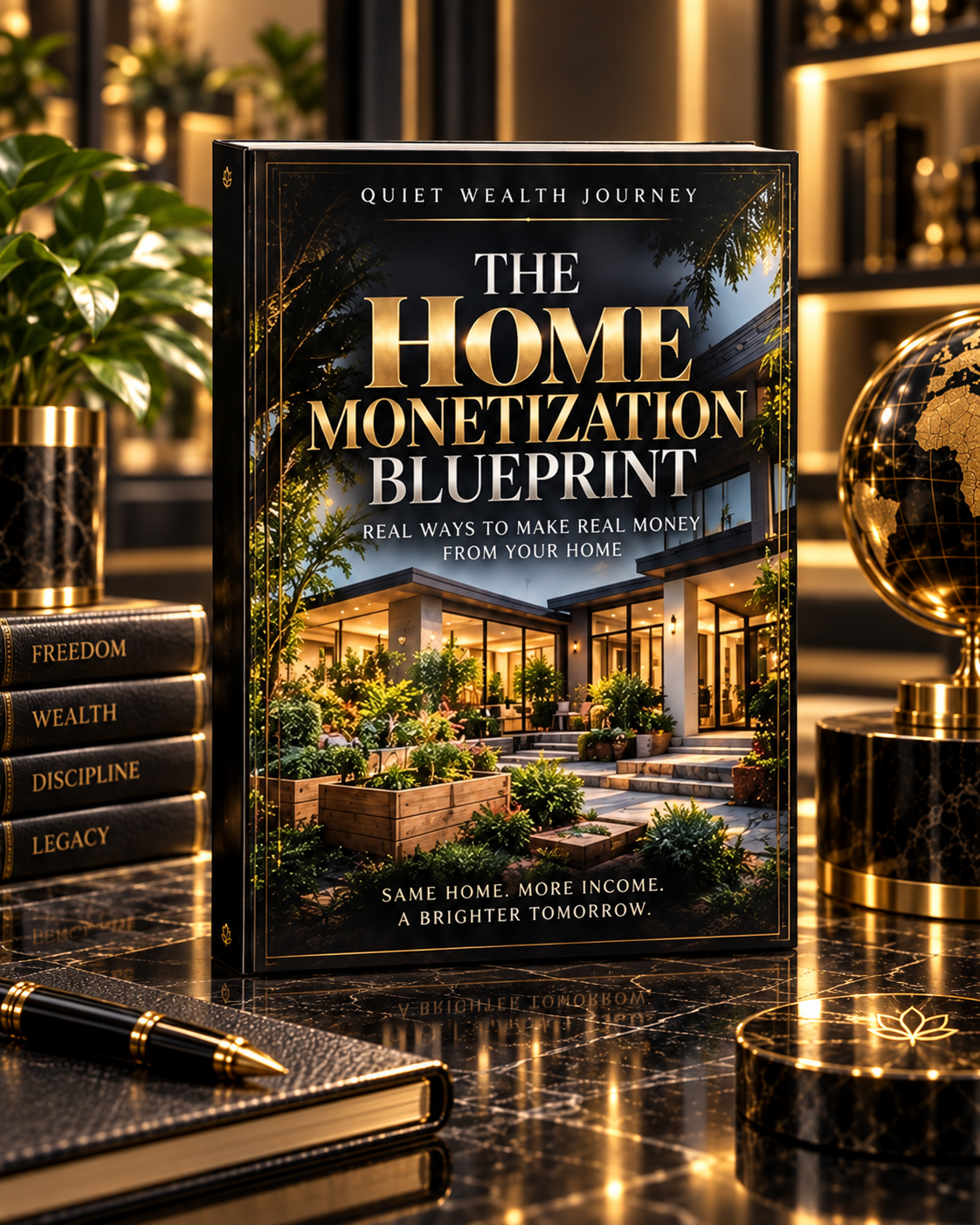 Quiet Wealth Journey Home Monetization Blueprint premium luxury ebook hero mockup