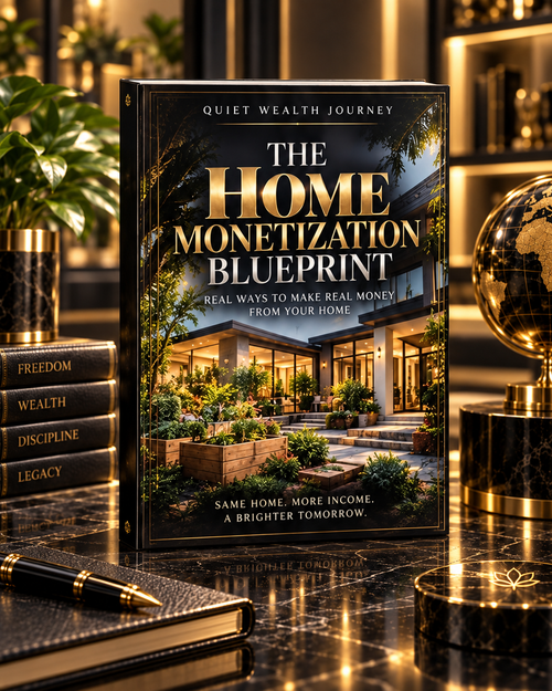 Quiet Wealth Journey Home Monetization Blueprint premium luxury ebook hero mockup