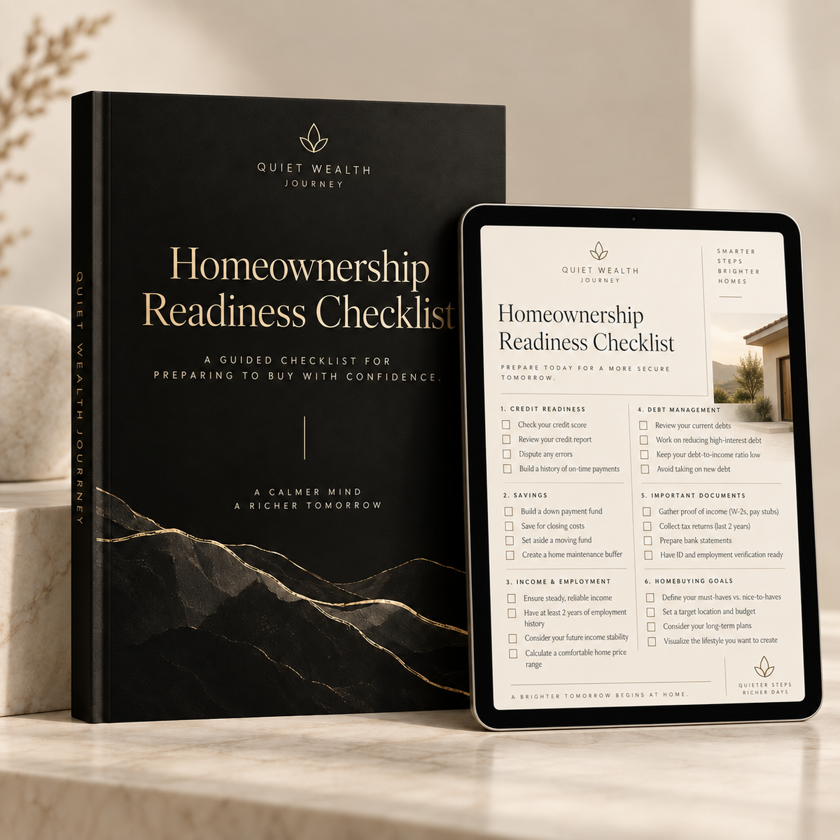 Homeownership Readiness Checklist luxury mockup by Quiet Wealth Journey