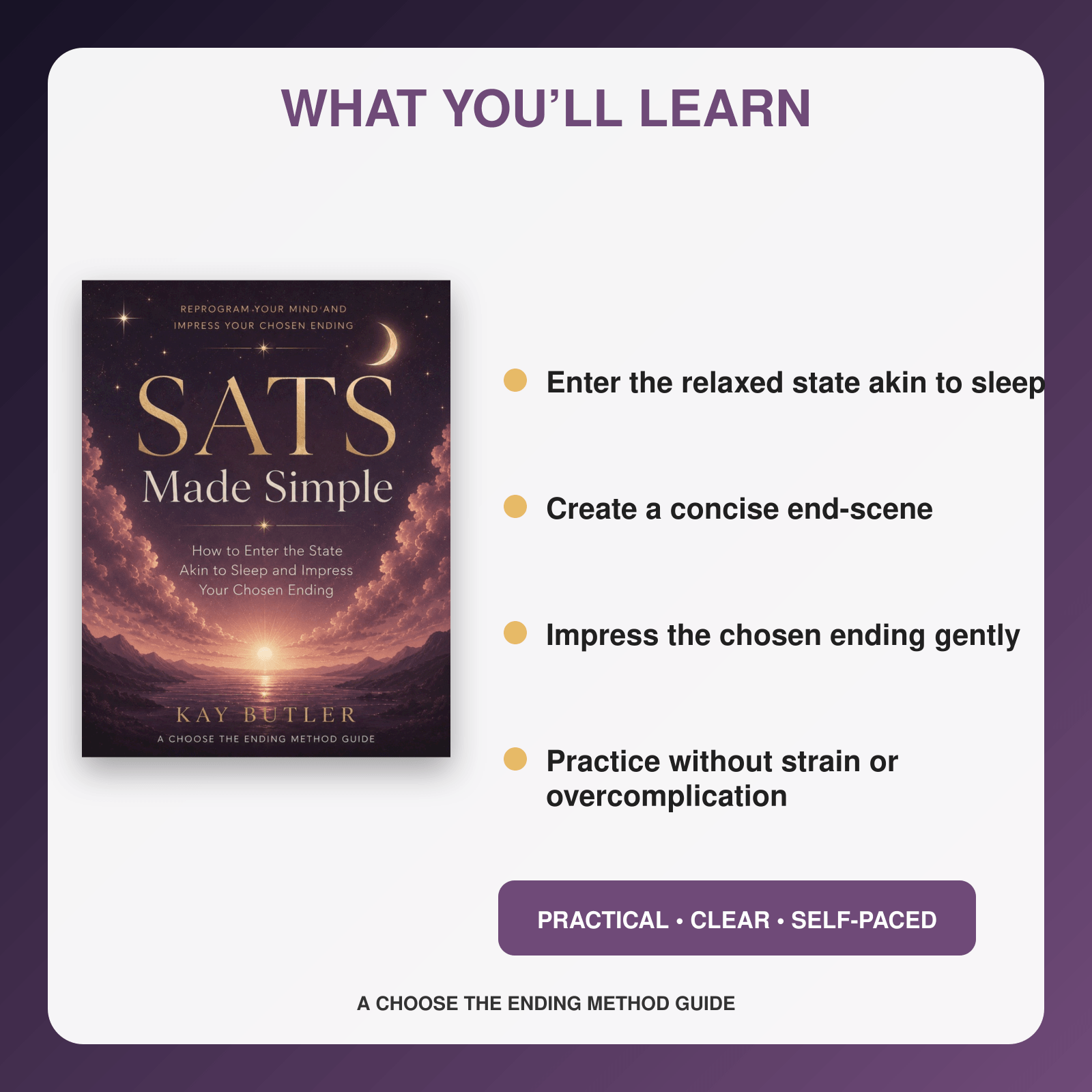 SATS Made Simple by Kay Butler - what you will learn