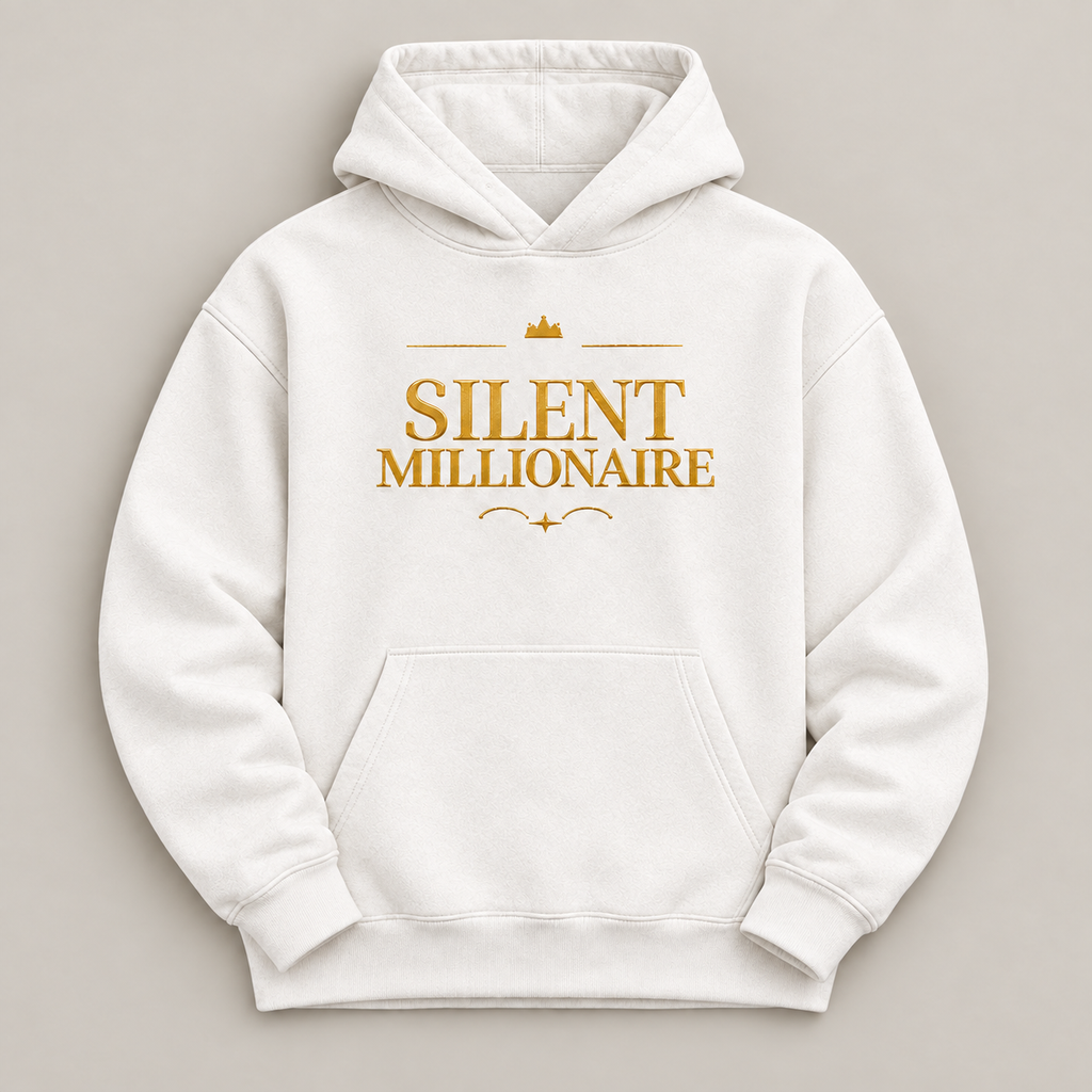 Silent Millionaire affirmation hoodie – flat lay view