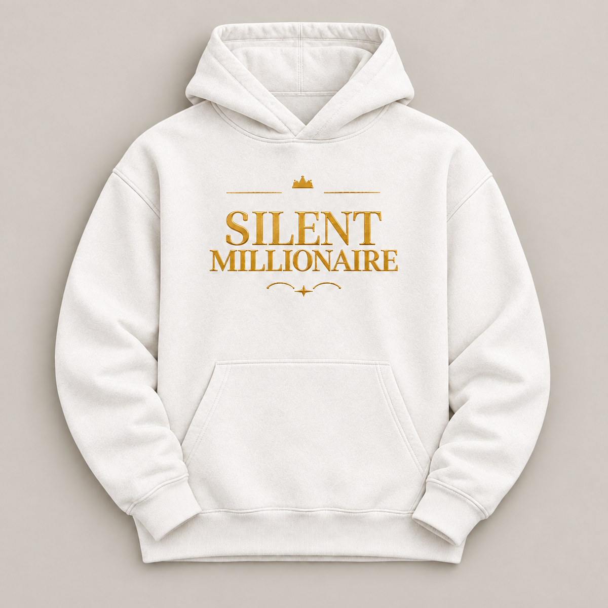 Silent Millionaire affirmation hoodie – flat lay view