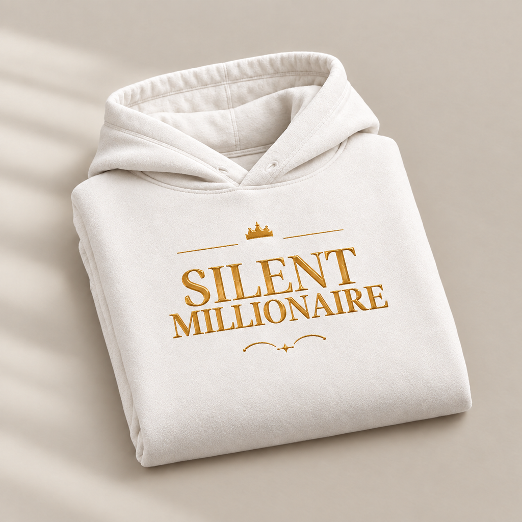 Silent Millionaire affirmation hoodie – folded view
