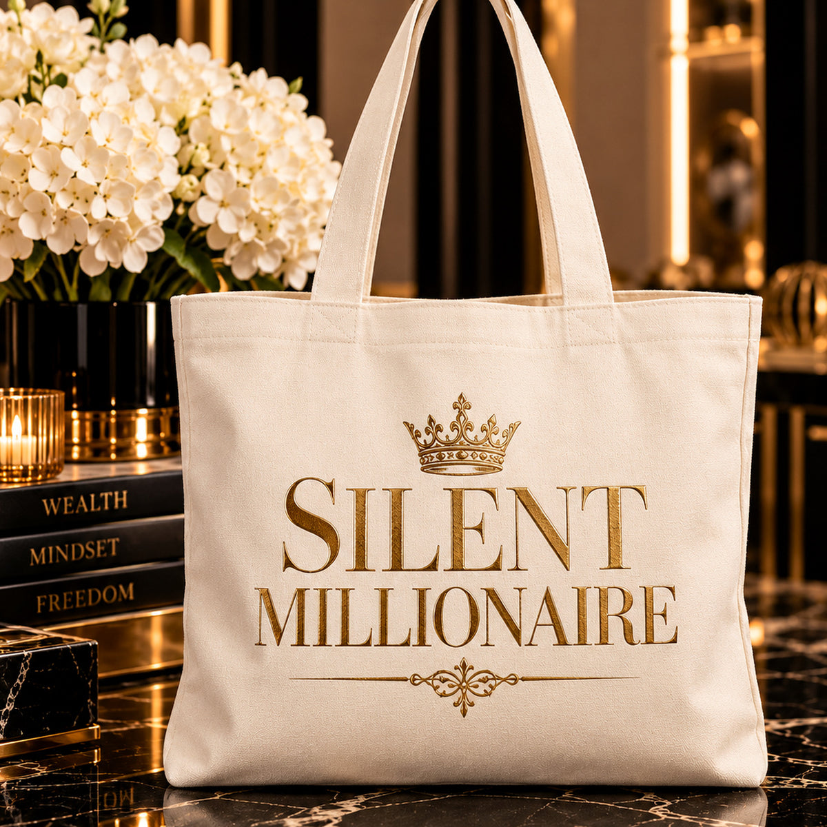 SILENT MILLIONAIRE tote — premium luxury alt