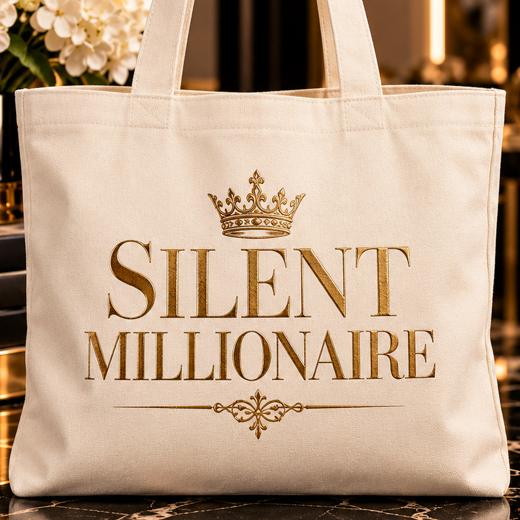 SILENT MILLIONAIRE tote — premium luxury detail
