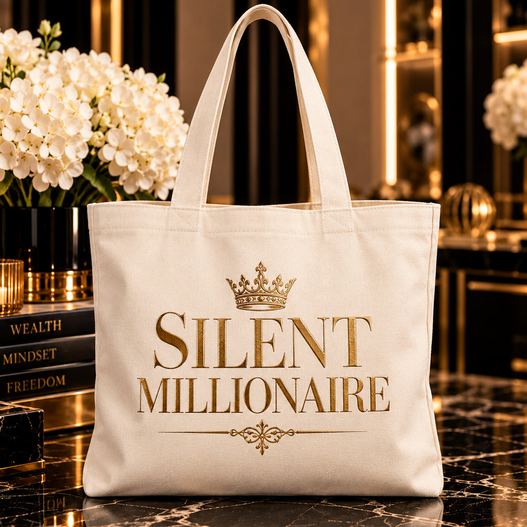 SILENT MILLIONAIRE tote — premium luxury lifestyle